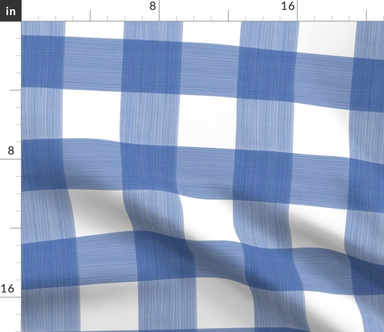 Cobalt Buffalo Plaid Gingham Blue White Brush Watercolor Check Medium Preppy Traditional Classic Inch Custom Printed Fabric by Spoonflower Various Fabrics by the Yard or Fat Quarter